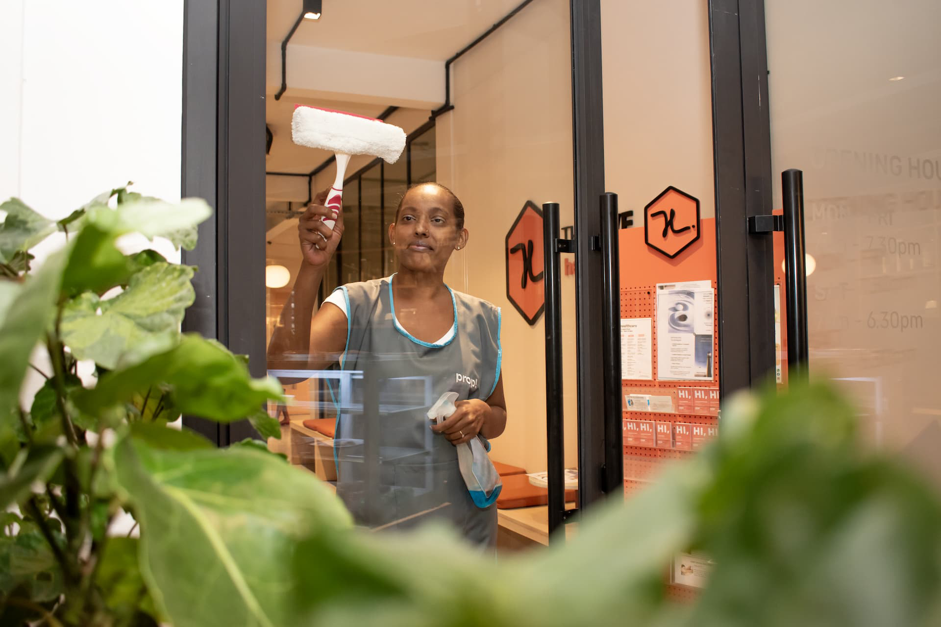 woman cleaning